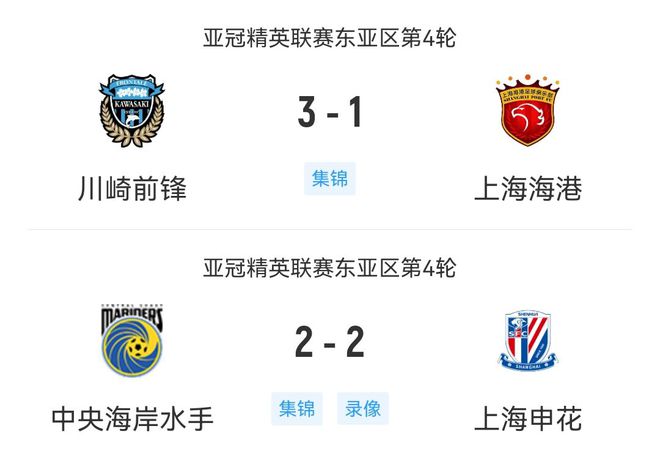 中超兩隊亞冠客戰(zhàn)平負，申花海港失利，泰山浦項明日對決！