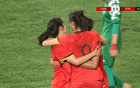第39分鐘，鄭璐右路破門(mén)，U20女足3-0敘女足。